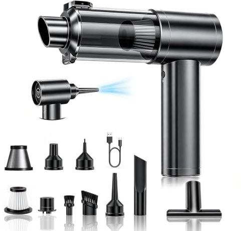 Handheld vacuum cleaner/Handheld car vacuum cleaner, 4-in-1 25000Pa handheld mini vacuum cleaner, brushless motor, with multiple nozzles, suitable for car, home, kitchen, office and pet hair(Black)