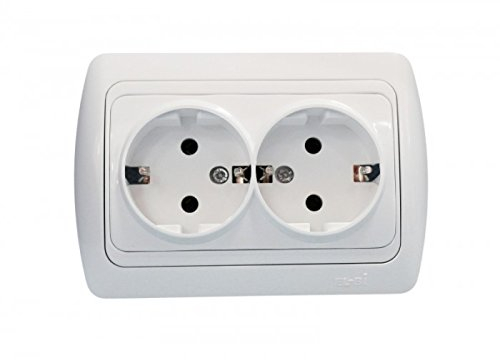 Kombi Steckdose Auf einem sokel Einsat mit 2-fach Wippe ALPINWEISS