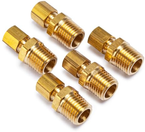 LTWFITTING Brass 3/16 OD x 1/4 Male NPT Compression Connector Fitting(Pack of 5)