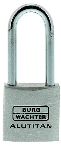 Burg-Wächter Lucchetto , lucchetto con chiave, spessore del gancio 3,7 mm, solida serratura in alluminio, interno antiruggine, temprato, titanio 770 HB 20 26 SB