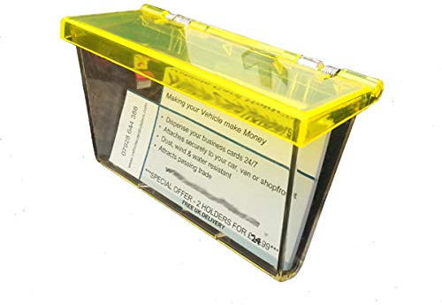 Visitenkartenhalter für den Außenbereich, transparente Box mit gelbem Deckel