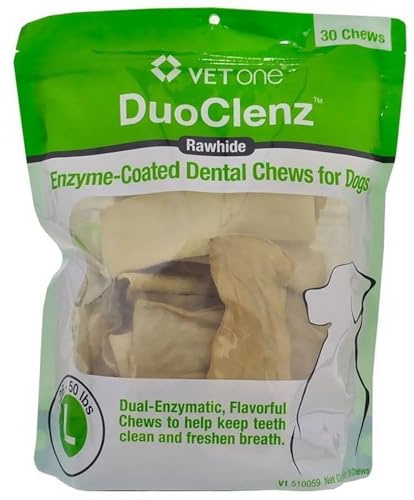 Vet One DuoClenz Enzyme Coated Dog Dental Chews for Large Dogs - Veterinarian Formulated - 30 Count