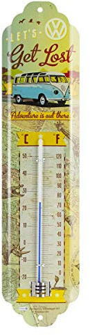 Nostalgic-Art Retro Thermometer, 7 x 28 cm, VW Bulli – Let's Get Lost | Original Volkswagen Lizenzprodukt (OLP), analoges Innenthermometer, Vintage Design, Geschenk-Idee für VW Bus Fans