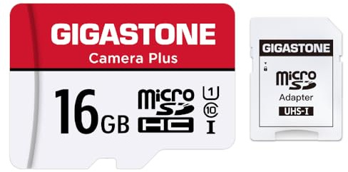 Gigastone 16GB Micro SD Card, Camera Plus 90MB/s, Full HD Video, U1 C10 Class 10 Micro SDHC UHS-I Memory Card, with MicroSD to SD Adapter