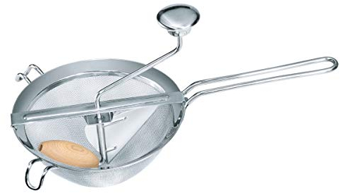 GEFU Passiersieb FLEISSIGES LIESCHEN® – Edelstahl-Passiergerät mit Holzgriff & Herausnehmbarem Rührwerk | Feinsieb für Obst & Gemüse