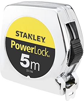 STANLEY 0-33-194 Flessometro Powerlock, 5 m x 19 mm, Con Foro