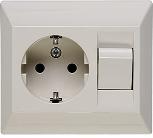 Kopp Schutzkontakt-Steckdose mit Universalschalter (Aus- und Wechselschalter), Steckdose 16 A, 250 V, Schalter 10 A, 250 V, Unterputz, cremeweiß, 190301082