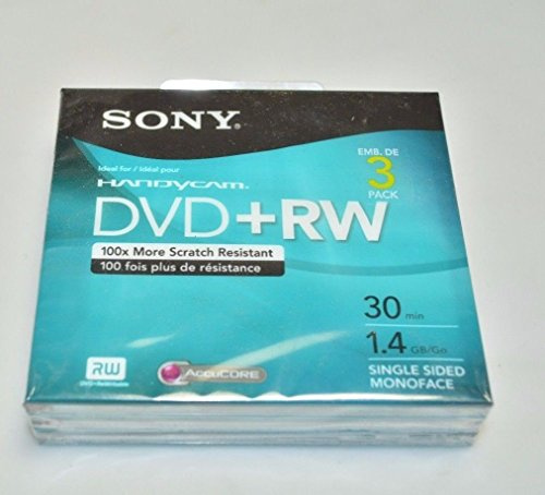 Sony DVD+RW Confezione da 3: 8 cm, 30 minuti, 1,4 Gb/Go, Monofaccia su un solo lato