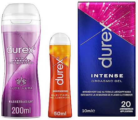 Durex Play Gleitgel Vielseitige Mixpackung - Set mit Gleitmittel auf Wasserbasis für Sex, kondomgeeignet, geeignet für Oral- & Vaginalverkehr 260 ml (3er Pack)