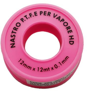 Dianhydro Nastro PTFE per Vapore Rosa H 12 mm x 12 m x 0,1 mm