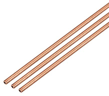 sourcing map 3 Stück 500mm Länge Kupferrohr 1,5mm Außendurchmesser, Nahtlose Gerades Rohr 0,25mm Wandstärke, Kupfer Rundrohr für Industrie Bauwesen Garten Haushalt Bastelarbeiten Dekoration