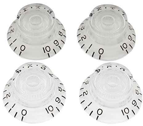 Musiclily Pro Linkshänder Imperial Zoll Größe Hutform Potiknopf Top Hat Knobs für USA Les Paul Style E-Gitarre,Transparent (4er Set)