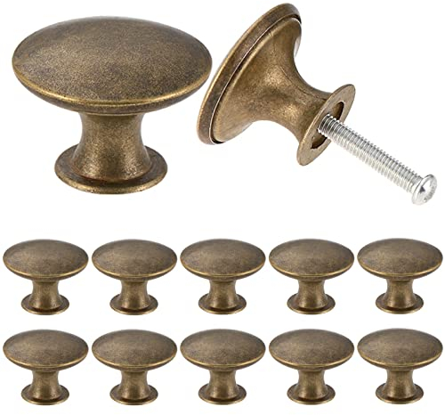 TsunNee Lot de 12 boutons de placard vintage chic en laiton antique 30 mm