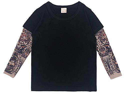 Yyyuluo T-Shirt Manicotto del Tatuaggiobambino - Bambini Manica Lunga Tops Maglia Tatuaggi Stampa Abbigliamento Neonato T-Shirt Ragazzi Girocollo Top Abiti Casual Hip Hop