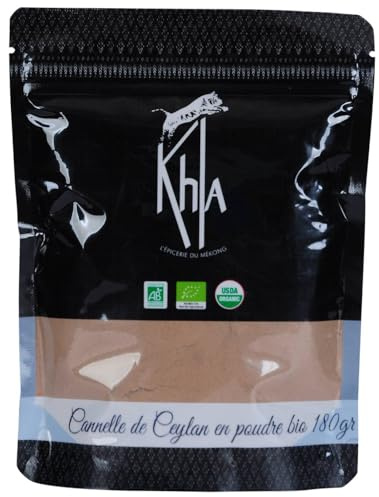 Khla - Organic Ceylon Cinnamon Powder 180g - Premium Powdered Sri Lankan Cinnamon - Cooking & Baking Ingredient - Asian Spice - Christmas Recipes, Cinnamon Rolls - Origin Sri Lanka
