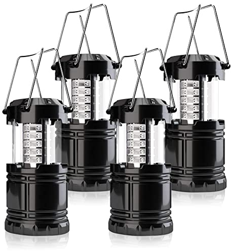 Camping Lantern, 4 Pack Brightness Adjustable LED Camping Lights, Collapsible IPX4 Waterproof Survival Lanterns for Power Outages, Home Emergency, Camping, Hiking, Hurricane