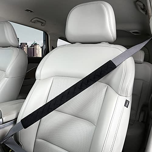 HighnessHwoo Extra långa säkerhetsbältesskydd för vuxna barn kvinnor och män, mjuk bilsäkerhetsbältesrem kudde för sedan, SUV, lastbilar, axelnacke, bröstskyddsdynor, biltillbehör, 1 st, svart, 49,5