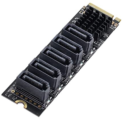 NFHK NGFF NVME M-Key PCI Express auf SATA 3.0 6Gbps 5 Ports Adapter Konverter Festplattenverlängerungskarte JMB585 2280