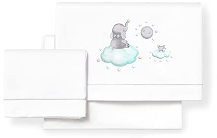 Elefante Mini-Bettwäsche-Set, Weiß und Grün