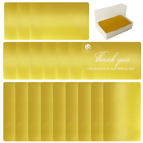 FONLAND 100 Stücke Metall Visitenkarten Blank Laser Gravierte Aluminiumlegierung Dicke Für House Office DIY Geschenkkarten, 10 Farben (Gold)