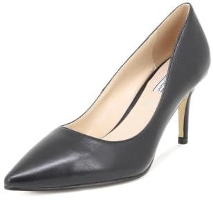 QUEEN HELENA Scarpe con Tacco Basso Decollete Punta Chiusa Eleganti Donna S1999 (Nero Pu, Numeric_38)