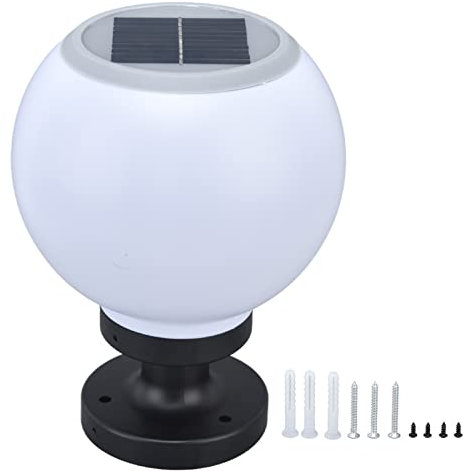 bola redonda LED para exteriores,Luz de columna de globo solar, impermeable, lámpara de columna solar para exteriores, valla de villa, luz de poste LED, patio, jardín, césped, luces de calle, paisaje