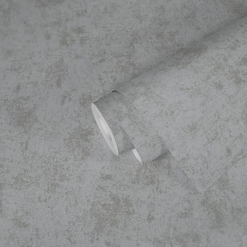Metallic Tapete Silber Grau Metallic - Livingwalls Premium Wall 2 389693 - Vliestapete Putzoptik - 10,05 m x 0,53 m Made in Germany