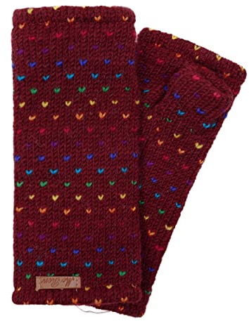 McRon Damen Gestrickte Pulswärmer Stulpen Modell Ines regenbogen
