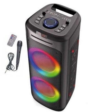 Enceinte Lumineuse avec Lecteur CD INOVALLEY MS06-CD-XXL - Bluetooth 5.0-1000W - Fonction karaoké