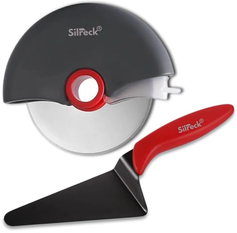 Pizza Cutter Wheel and Server Set - Effortless Slicing & Serving with Comfort Grip Handle - Smooth Cutter with Server I Pizza Peel Cake Slicer and Server