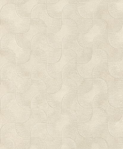 Rasch Sky Lounge 608137 Papier peint intissé uni Beige avec motif graphique et effet métallique changeant