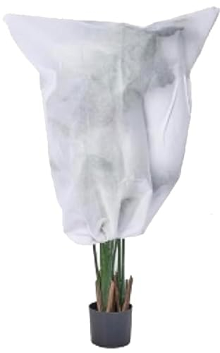 Brandsseller Winterschutz Pflanzen 80 x 120 cm Frostschutz Vlieshaube mit Reißverschluss und Kordelzug Pflanzensack Weiß