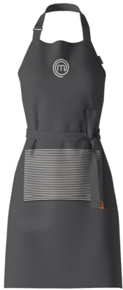 MasterChef Chef Apron for Men & Women, Cotton Cooking Apron with Pocket, Embroidered Detailing & Official Show Logo, Premium Quality Kitchen Garment, Adjustable Strap, One Size Fits All, Elite