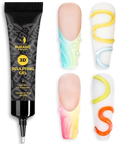 BURANO 3D Skulptur Nail Gel, 15G Nagelgel klares Craving Gel für Nail Art, Nagelkleber Gel für Nail Art Designs, Molding Gel für Zeichnung, Liner Gel für Skulptur Nageldekoration