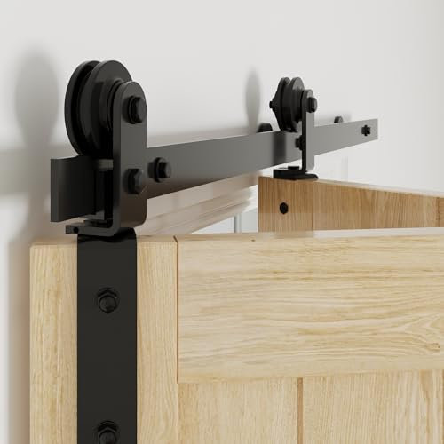 WINSOON Falttür-Hardware für Schrank: robustes Bi Fold Scheunentor-Hardware-Kit – 121,9 cm Schienen-Klappsystem für max. zwei 58,4 cm große Türen, Paneele 111,8 cm Öffnung, innen außen, Türen nicht im