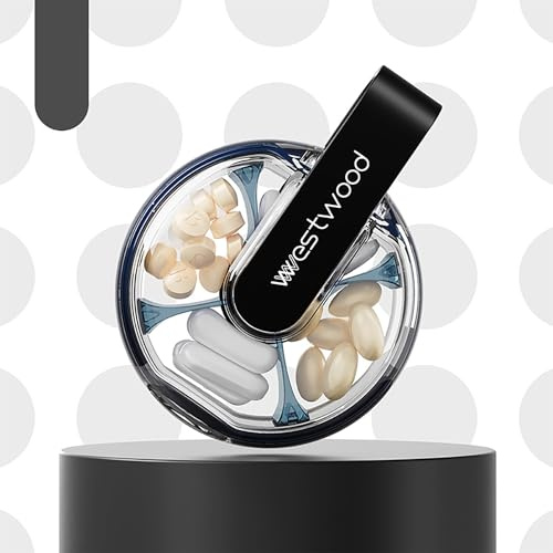 LUCYLANKER Pillendose – 4 Fächer, wasserdicht, tragbar, hochwertige Pillendose, kompakte Mehrzweck-Reise-Pillendose für Vitamine, Fischöl, Nahrungsergänzungsmittel, Medikamente (schwarz)