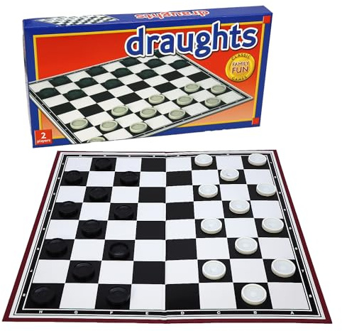 Classic Draughts - Checkers for Children and Adults, Traditional Family Game, Foldable Board, Instructions Included (Draughts)