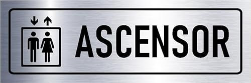 Elevator, aluminium effect informational sign SP051-1mm flexible Plastic sign (150mm x 50mm)