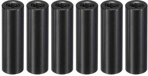 PATIKIL 6pcs M3 Metal Threaded Standoff Spacer Nuts, Round Aluminum Spacers Female Coupling Screws, 1/8 ID x 1/4 OD, Black 3x6x20mm