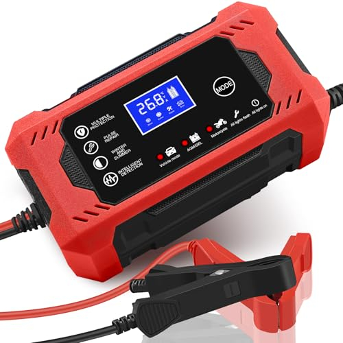 10A Autobatterie Ladegerät, KUKUPOW 10A/12V Multi-Protection Ladegerät autobatterie Intelligentes Ladegerät Winter,Motorrad-Batterie-Wartungsgerät zum Laden und Reparieren von Blei-Säure-Batterien