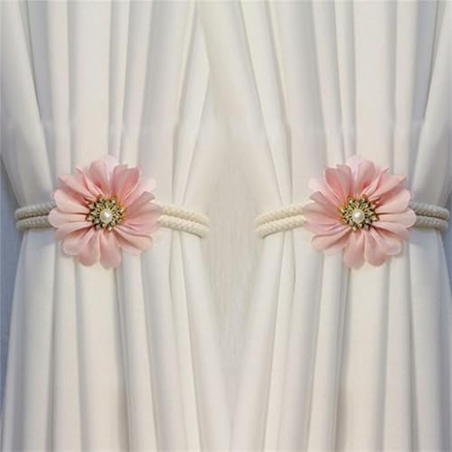 2Pcs Vorhang-Krawatten, Gardinenhalter, Vorhang Raffhalter, Vorhang Krawatte RüCken für VorhäNge, Blumen Gardinen Raffhalter SüßE, für Schlafzimmer, BüRo Deko (Kirschblüte Rosa)