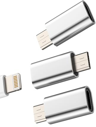 Kefiany - Adaptador Lightning hembra a micro USB macho (paquete de 3) para iPhone Jack Toma Cargador Cable Adaptador MicroUSB Cargador Conector Portátil Lightning a MicroUSB Adaptador