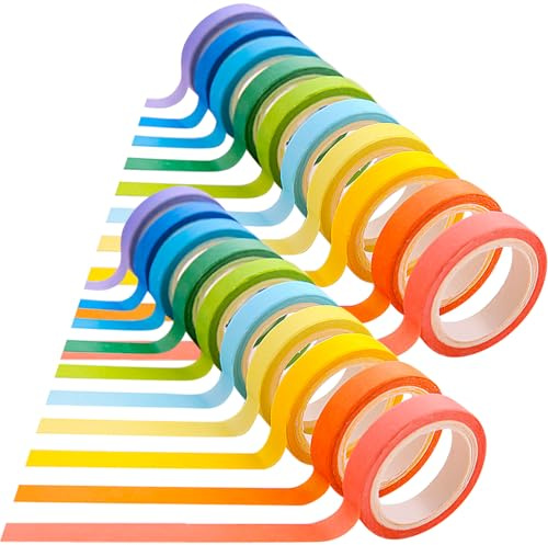 Washi Tape 10 Rollos 10 Colores 7mm Cinta Adhesiva Decorativa