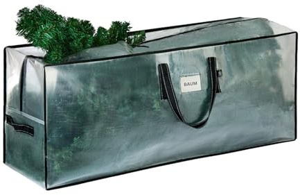VENO Transparente Weihnachtsbaum-Aufbewahrungstasche – passend für 2,3 m künstliche Bäume, robuste große Taschen mit Reißverschluss, langlebige Griffe und Beschriftungskartenschlitz