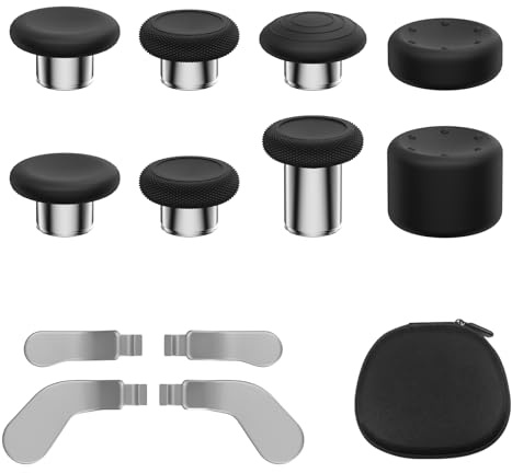 KD.FLY 13-in-1 Metal Thumbsticks Replacement Kits for Xbox Elite Series 2 – Includes Magnetic Joysticks, Paddles, Silicone Caps, Storage Bag, Silver