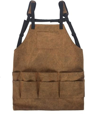 HLHLH Delantal de trabajo for hombre con bolsillos for herramientas y accesorios, lona encerada.