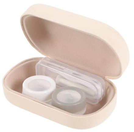 NIYANGLE Estuche y Herramientas para Lentes de Contacto Portátil de Metal y Cuero PU con Diseño de Almacenamiento Ligero Adecuado para Llevar en Mochila o Bolso