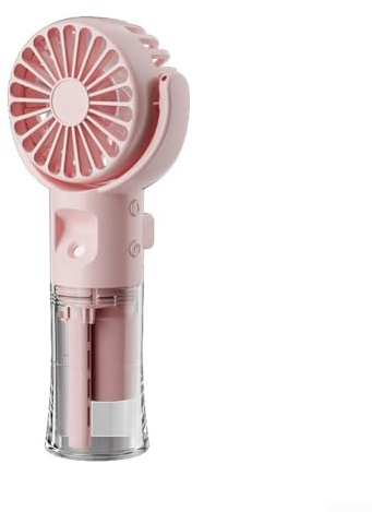 Ventilateur À Main USB Portatif, Portable Ventilateur De Bureau, avec 4 Réglages De Vitesse Et Brume d'eau, Rechargeable, Silencieux, pour Études Travail Voyages Camping, Cadeau D'été (Rose)