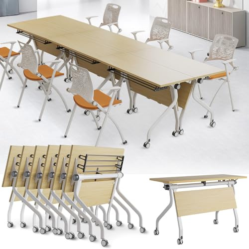 Meedlopia Klappbarer Konferenztisch für 4–8 Personen, 4er-Pack Schulungstisch mit Rollen, Moderne Besprechungs- und Seminarräume, Büro, Klassenzimmer (6er-Pack 47,2 Zoll)