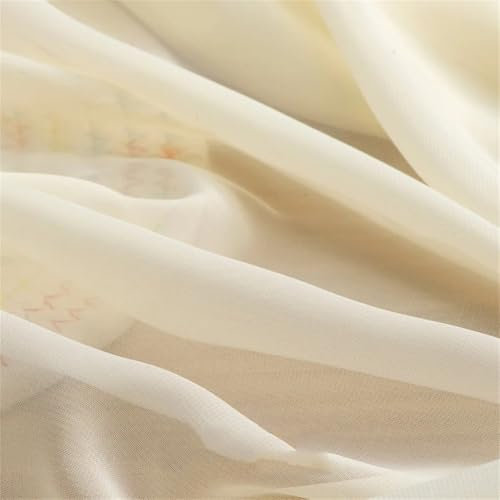 Sheer Tulle Fabric, Transparent Silk Chiffon Material Soft Crepe Voile Fabric(7 Cream White,150cmx5M)